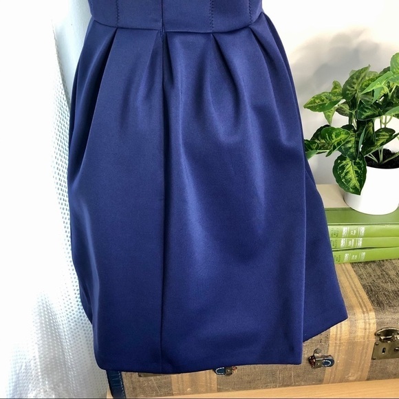 Blue Scuba Material Skater Scoop Neck Sleeveless Dress Large - Picture 7 of 8